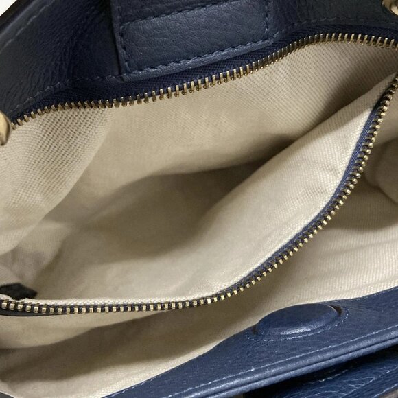 Auth GUCCI Bamboo Shopper 336032 Navy Leather - Tote Bag - Picture 14 of 16